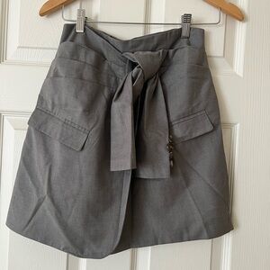 Gray Tie-Front Skirt